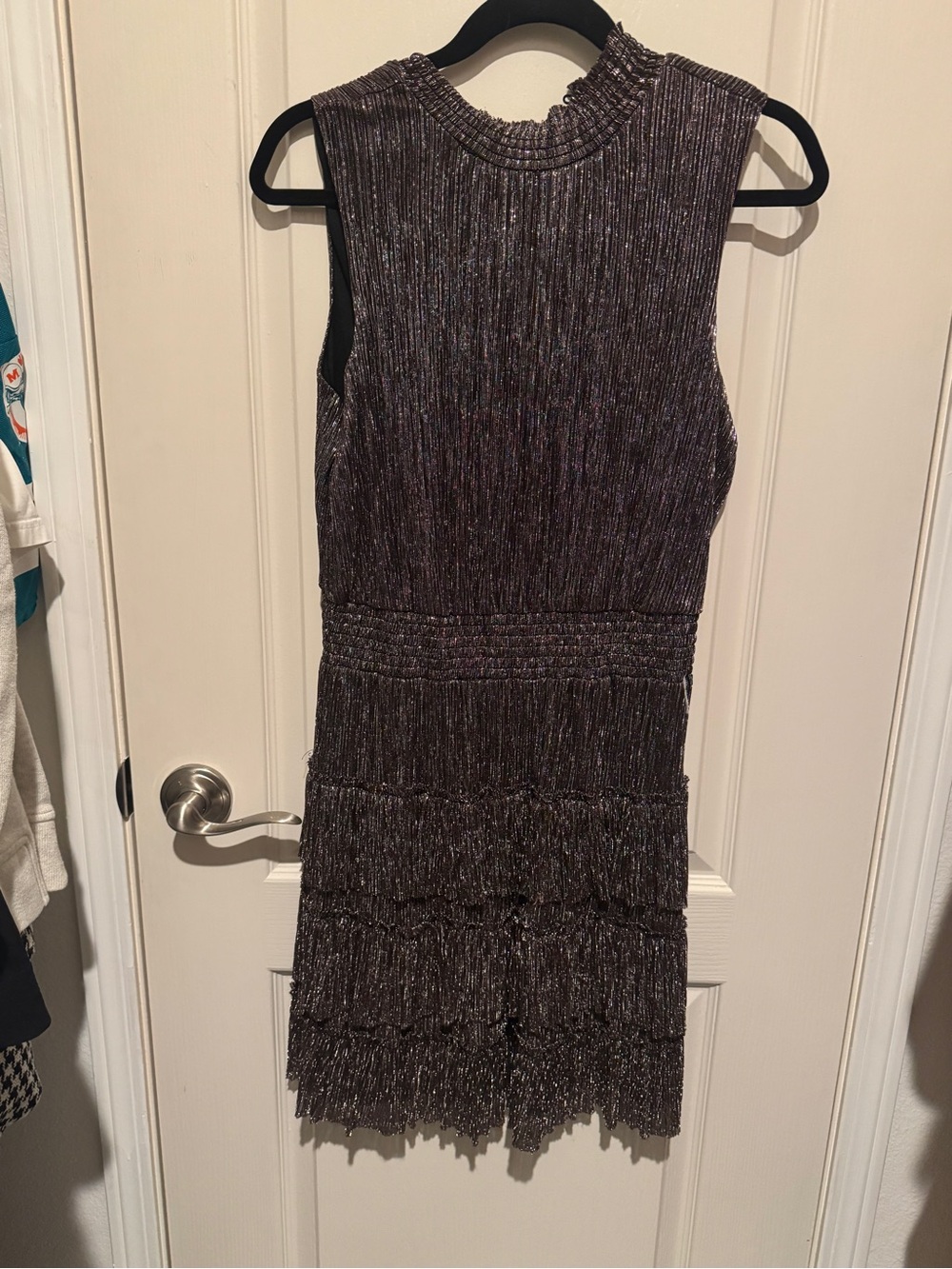 Sleeveless Metallic Heathered Mini Dress in Charcoal